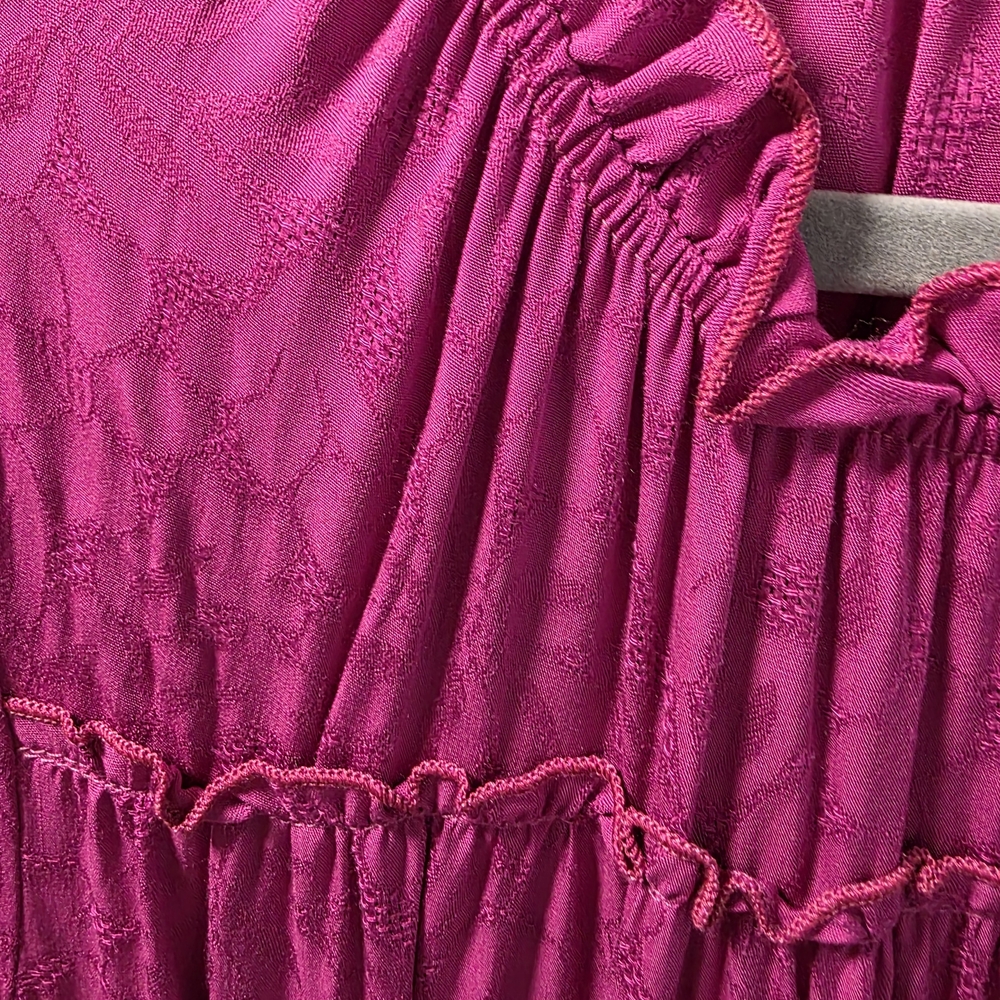 First Love Fuchsia Ruffled Tiered Blouse